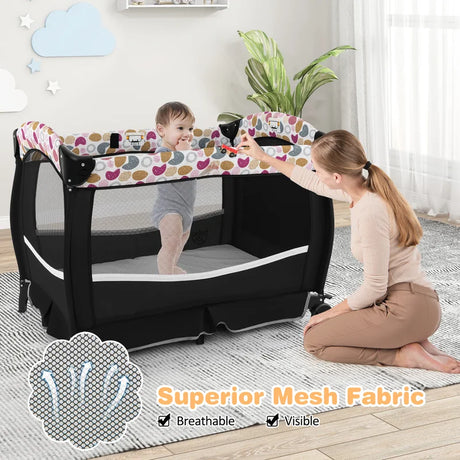 4 in 1 Portable Baby Nursery Center with Bassinet-Multicolor