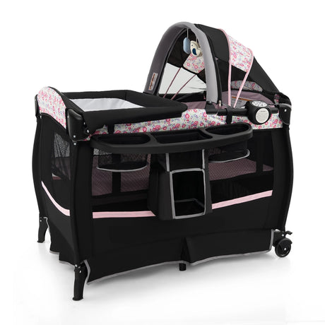 4 in 1 Portable Baby Nursery Center with Bassinet-Pink