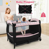 4 in 1 Portable Baby Nursery Center with Bassinet-Pink