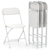 4 Pack Metal Folding Chairs with Plastic Seat and Back-White