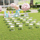 4 Pack Metal Folding Chairs with Plastic Seat and Back-White