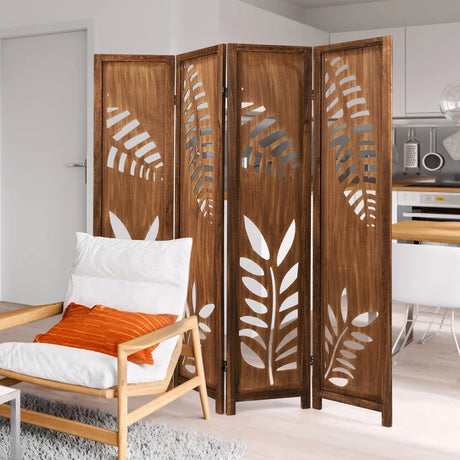 4/6 Panel 170cm Folding Room Divider with Double Action Metal Hinges-4-Panel