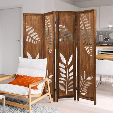 4/6 Panel 170cm Folding Room Divider with Double Action Metal Hinges-4-Panel