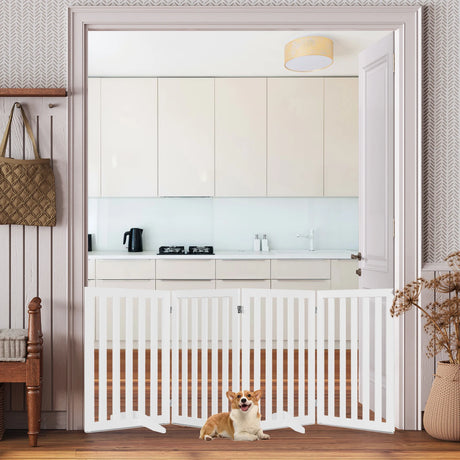Barrier dogs 89cm high 4 panels safety gate wood folding white
