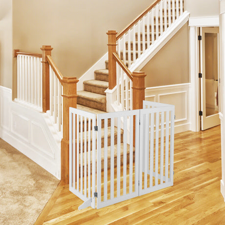 Barrier dogs 89cm high 4 panels safety gate wood folding white