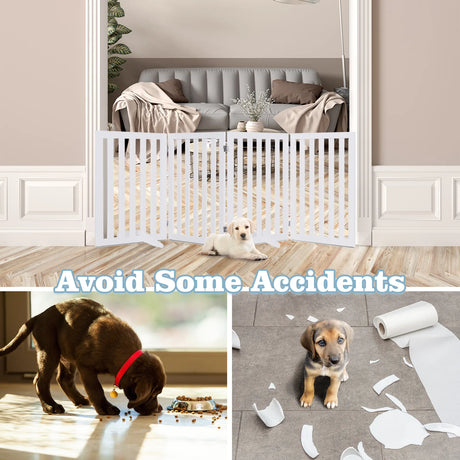 Barrier dogs 89cm high 4 panels safety gate wood folding white