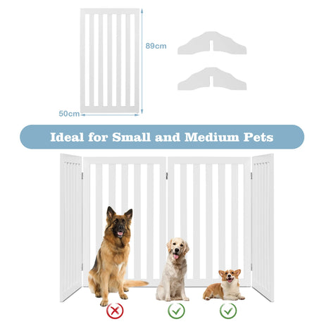 Barrier dogs 89cm high 4 panels safety gate wood folding white
