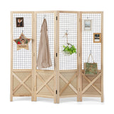 4-Panel Gridwall Display Stand for Home Office-Natural