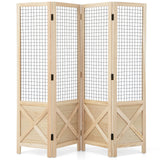 4-Panel Gridwall Display Stand for Home Office-Natural