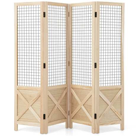 4-Panel Gridwall Display Stand for Home Office-Natural