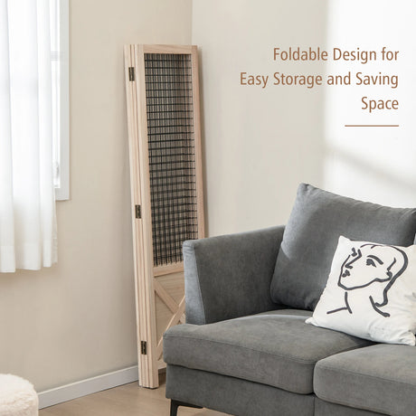 4-Panel Gridwall Display Stand for Home Office-Natural
