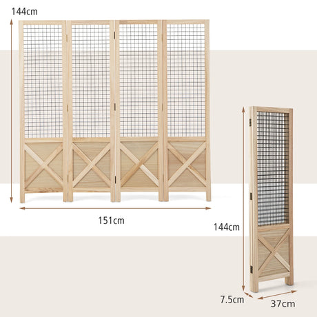 4-Panel Gridwall Display Stand for Home Office-Natural