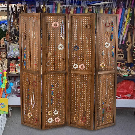 170cm 4-Panel Folding Room Divider with 360 Metal Hinges and Solid Wood Frame-4-Panel