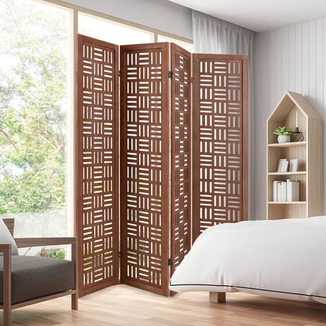 4/6 Panel Room Divider with Double Action Metal Hinges-4-Panel