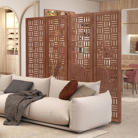 4/6 Panel Room Divider with Double Action Metal Hinges-4-Panel