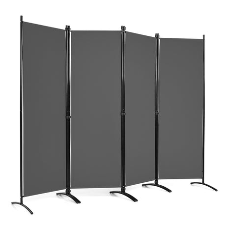 4 Panel 173cm Tall Room Divider Portable Steel Frame Screen Grey
