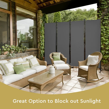 4 Panel 173cm Tall Room Divider Portable Steel Frame Screen Grey