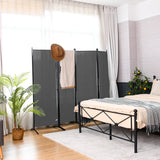4 Panel 173cm Tall Room Divider Portable Steel Frame Screen Grey