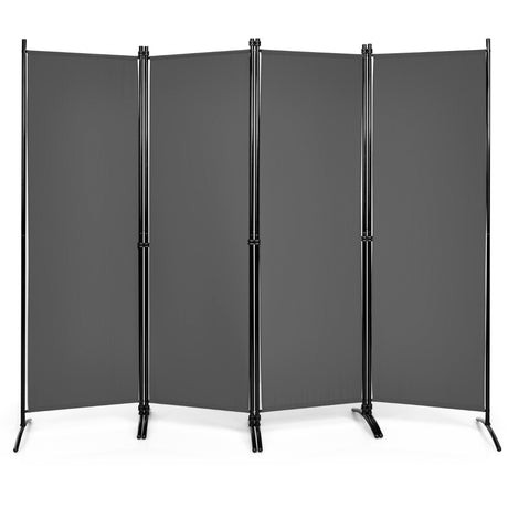 4 Panel 173cm Tall Room Divider Portable Steel Frame Screen Grey