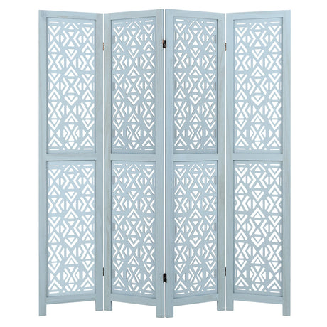 165cm 4-Panel Wooden Room Divider with Carved Cutout Pattern and Solid Wood Frame-4-Panel