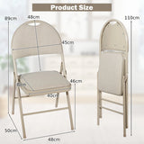 6 Pack Folding Chairs Portable Padded Office Kitchen Dining Chairs-Beige