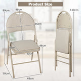 4 Pieces Folding Fabric Dining Chairs with Cushioned Seat and Back-Beige