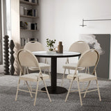 4 Pieces Folding Fabric Dining Chairs with Cushioned Seat and Back-Beige