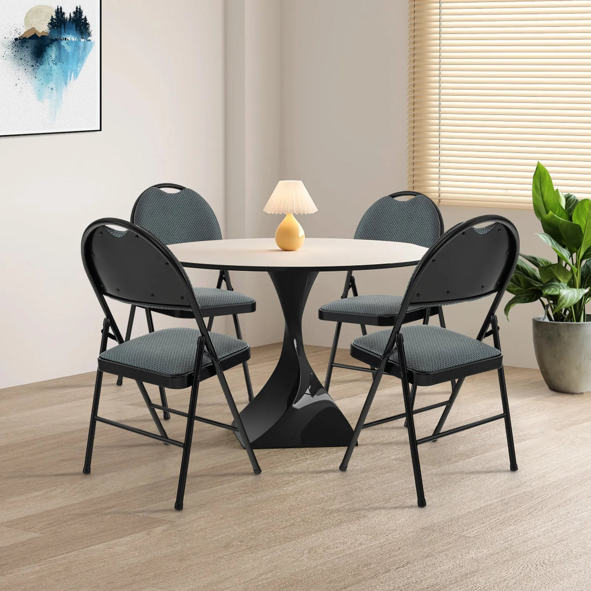 2/4 Pieces Padded Folding Dining Chairs with Backrest-Set of 4