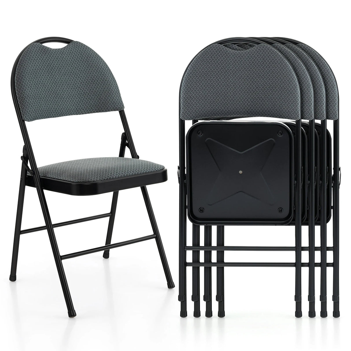 2/4 Pieces Padded Folding Dining Chairs with Backrest-Set of 4
