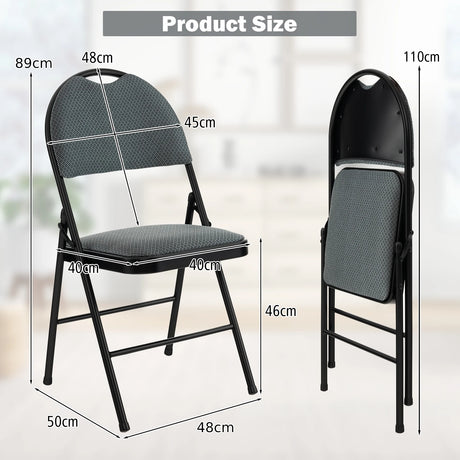 2/4 Pieces Padded Folding Dining Chairs with Backrest-Set of 4