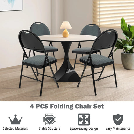 2/4 Pieces Padded Folding Dining Chairs with Backrest-Set of 4