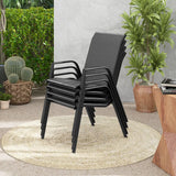 4 Piece Patio Rattan Dining Chairs with Wicker Woven Seat and Back for Backyard Front Porch-Brown