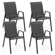 4 Piece Patio Rattan Dining Chairs with Wicker Woven Seat and Back for Backyard Front Porch-Brown