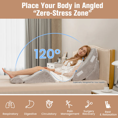4PCS Bed Wedge Pillow Set with Washable Cover for Nap/Rest