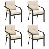 4 Pieces Outdoor Dining Set with Removable Cushions and Rustproof Steel Frame