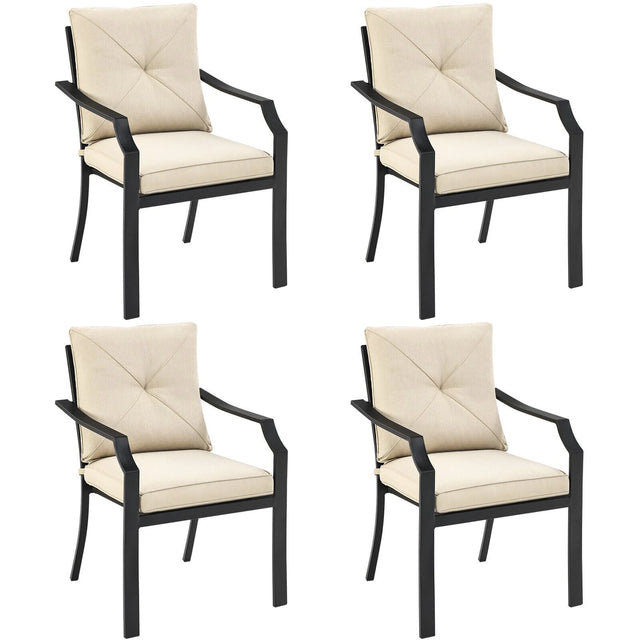 4 Pieces Outdoor Dining Set with Removable Cushions and Rustproof Steel Frame