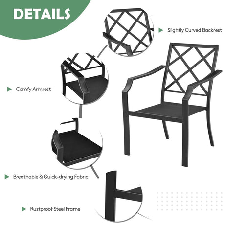 4 Pieces Outdoor Dining Set with Removable Cushions and Rustproof Steel Frame
