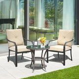 4 Pieces Outdoor Dining Set with Removable Cushions and Rustproof Steel Frame