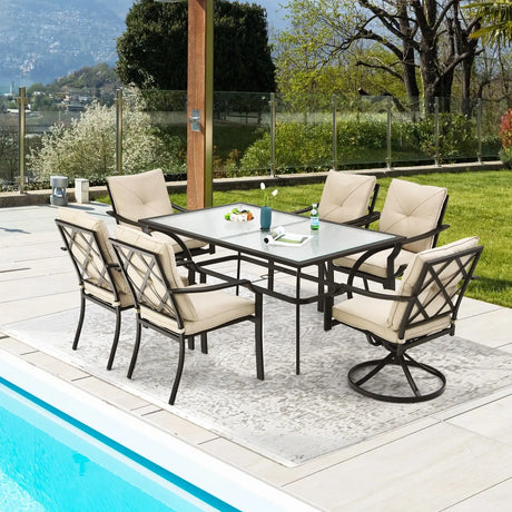 4 Pieces Outdoor Dining Set with Removable Cushions and Rustproof Steel Frame
