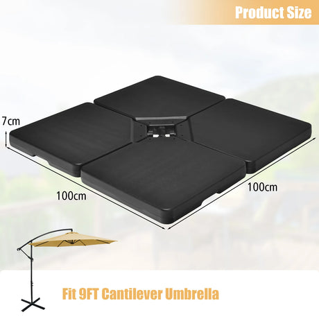 4 Pieces 13L Cantilever Offset Patio Umbrella Base with Easy-Fill Spouts