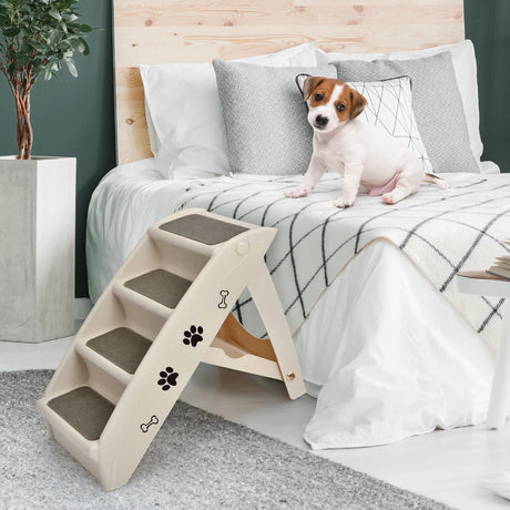 Folding Plastic Pet Stairs with Non-slip Pad for Cat & Dog