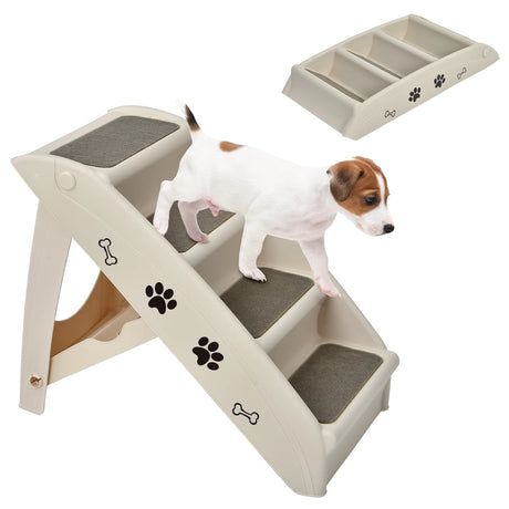 Folding Plastic Pet Stairs with Non-slip Pad for Cat & Dog
