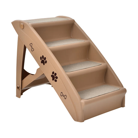 Folding Plastic Pet Stairs with Non-slip Pad for Cat & Dog