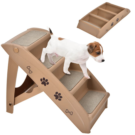 Folding Plastic Pet Stairs with Non-slip Pad for Cat & Dog