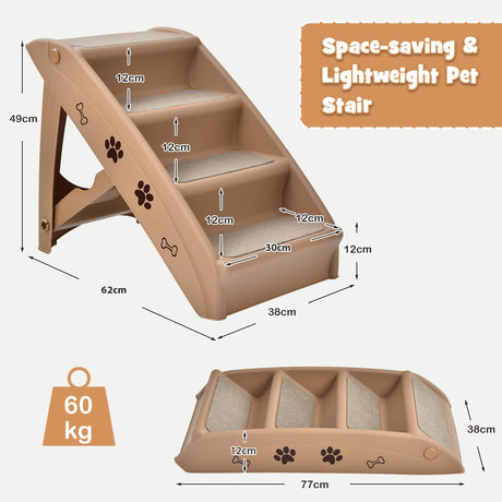 Folding Plastic Pet Stairs with Non-slip Pad for Cat & Dog