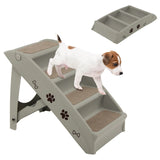 4 Steps Folding Pet Stairs with Safe Side Rail-Gray