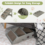 4 Steps Folding Pet Stairs with Safe Side Rail-Gray