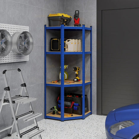 4-Tier Corner Shelving Unit Adjustable Garage Storage Utility Rack for Warehouse-Navy