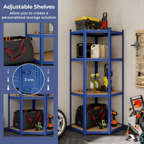 4-Tier Corner Shelving Unit Adjustable Garage Storage Utility Rack for Warehouse-Navy