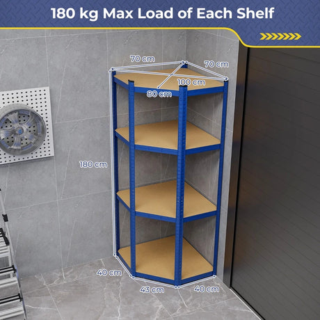 4-Tier Corner Shelving Unit Adjustable Garage Storage Utility Rack for Warehouse-Navy